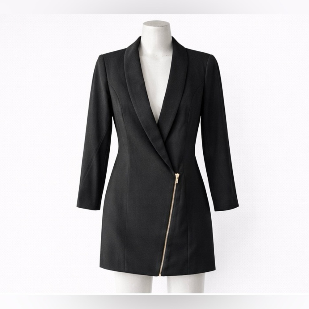 By the Way Black Tailored Blazer Dress with Asymmetric Zip – Size S – NWT